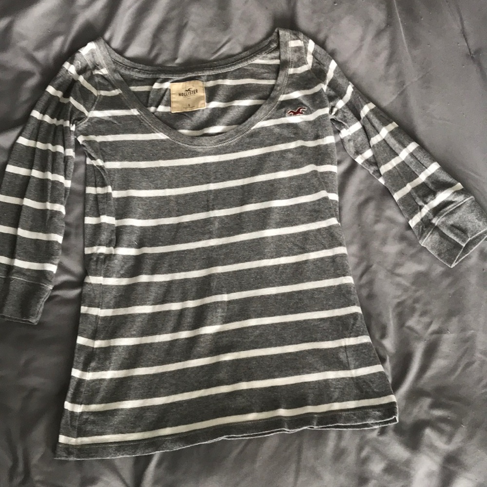 Gray and White striped Hollister Top